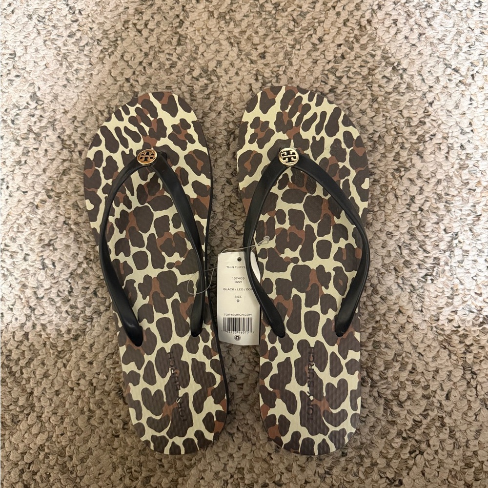 Tory Burch Animal Print flip flops